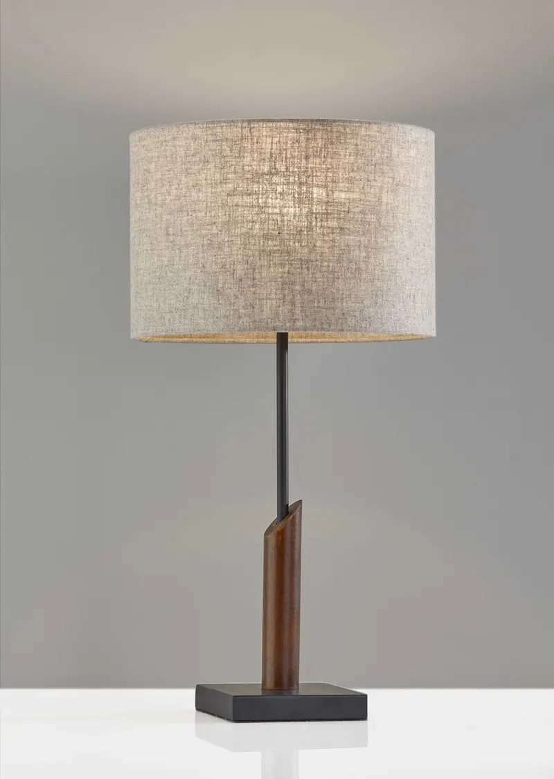 Sculptural Wood Black Metal Table Lamp By Homeroots