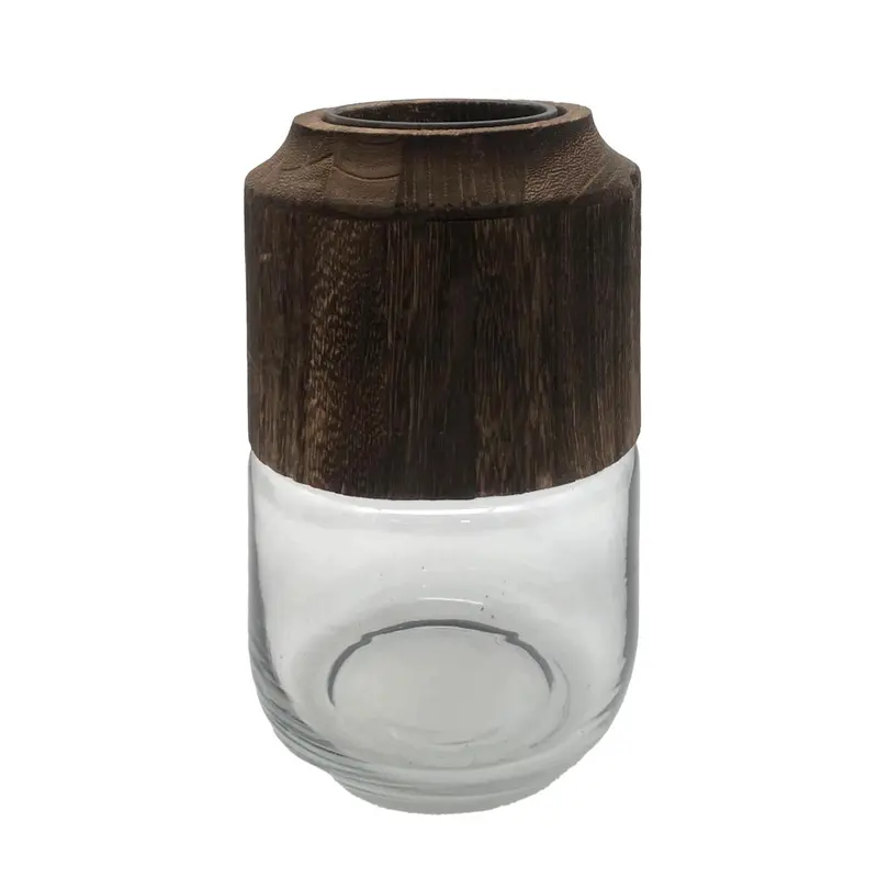 SDS 5.51X9 Glass Vase w dk Wood