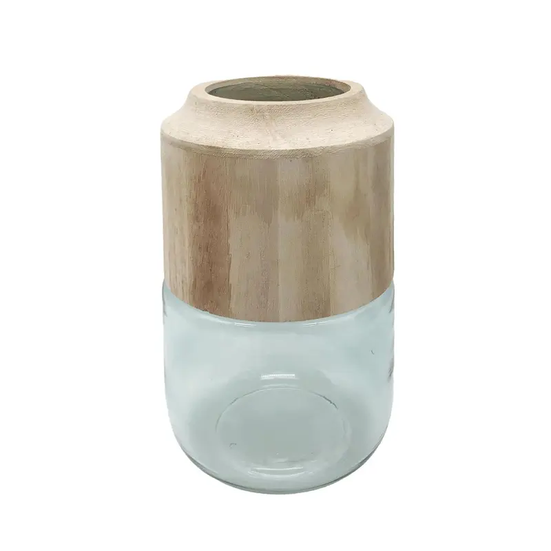 SDS 5.51X9 Glass Vase w Wood