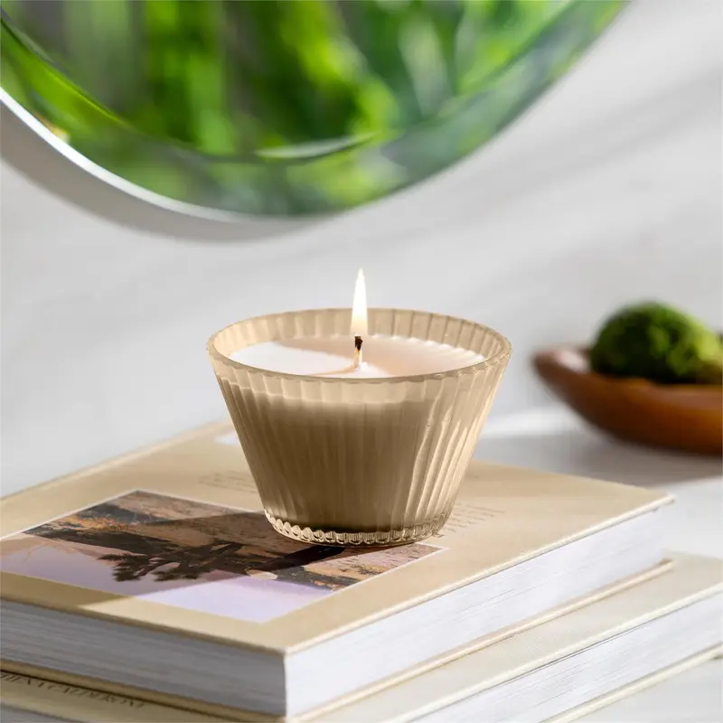 SDS HD 7oz Ribbed Cupcake Glass Candle Cocoa
