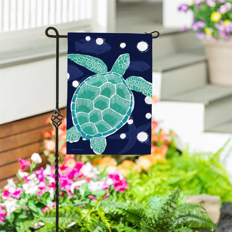 Sea Turtle Oasis Burlap Garden Flag