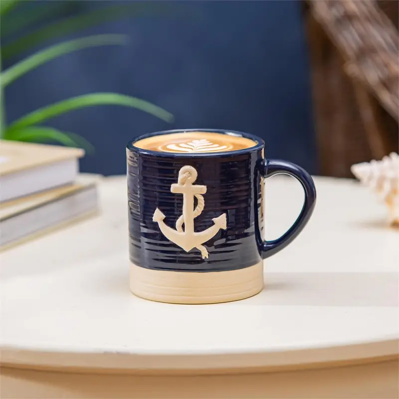 Seaside Retreat Coffee Cup Sculpted Anchor, 17oz, Gift Box