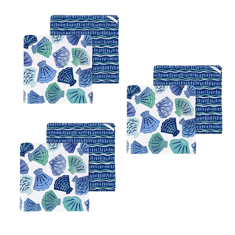 Seaside Retreat Quick Dry Dish Cloth, Set of 3, 10"x10"