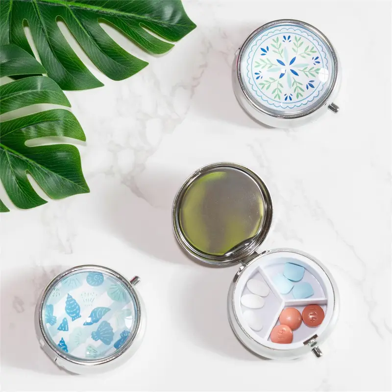 Seaside Retreat Travel Accessories, Glass Pill Case, Asst of 2, CDU