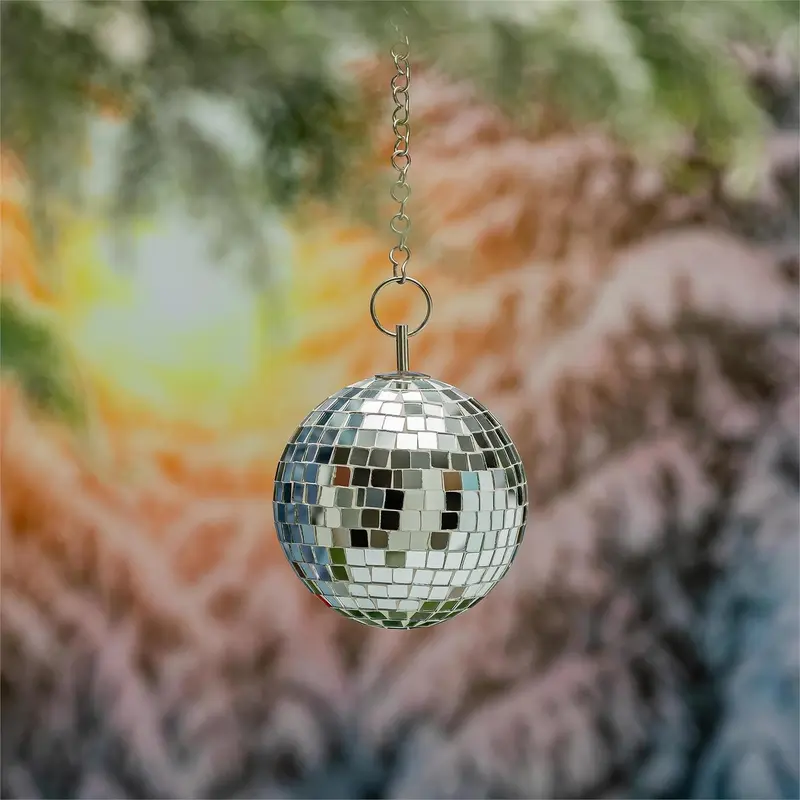 Season to Sparkle Hanging Decor, Hanging Glass Mirror Ball with Chain, 6"