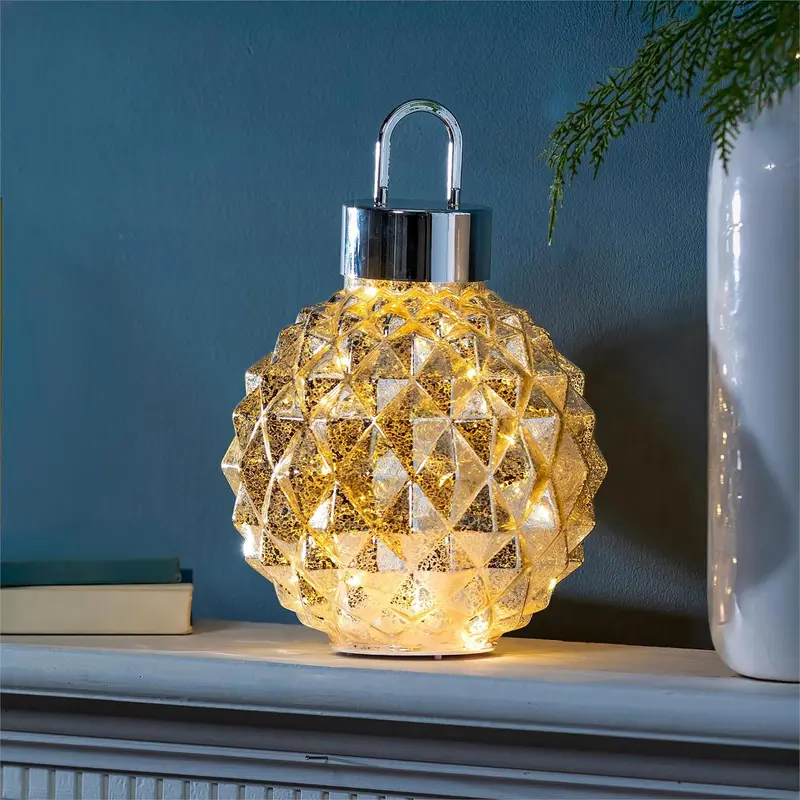 Season to Sparkle LED Table Decor Ornament Shaped Rotating Glass, 12.25"H