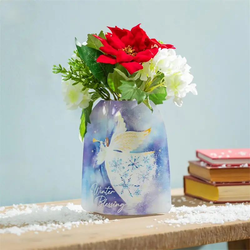 Season to Sparkle LED Table Decor PVC Vase with Floating Flickering Candle, 6.5"H