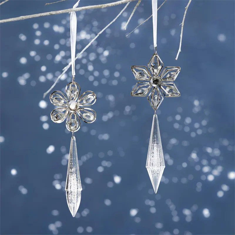 Season to Sparkle Ornament Floral with Crystal Acrylic, Asst, 7"H