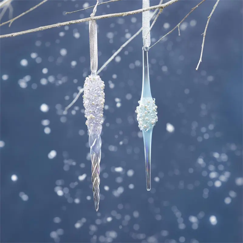 Season to Sparkle Ornament Icicle Glass, Asst, 6.5"H