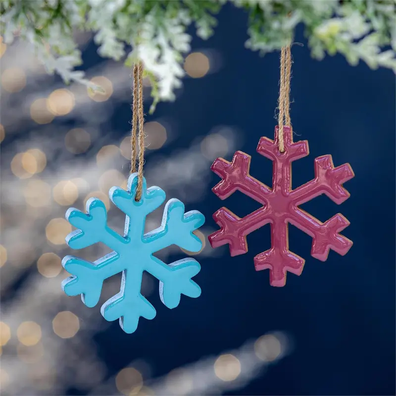 Season to Sparkle Ornament Snowflake Enamel Wood, Asst, 4"H