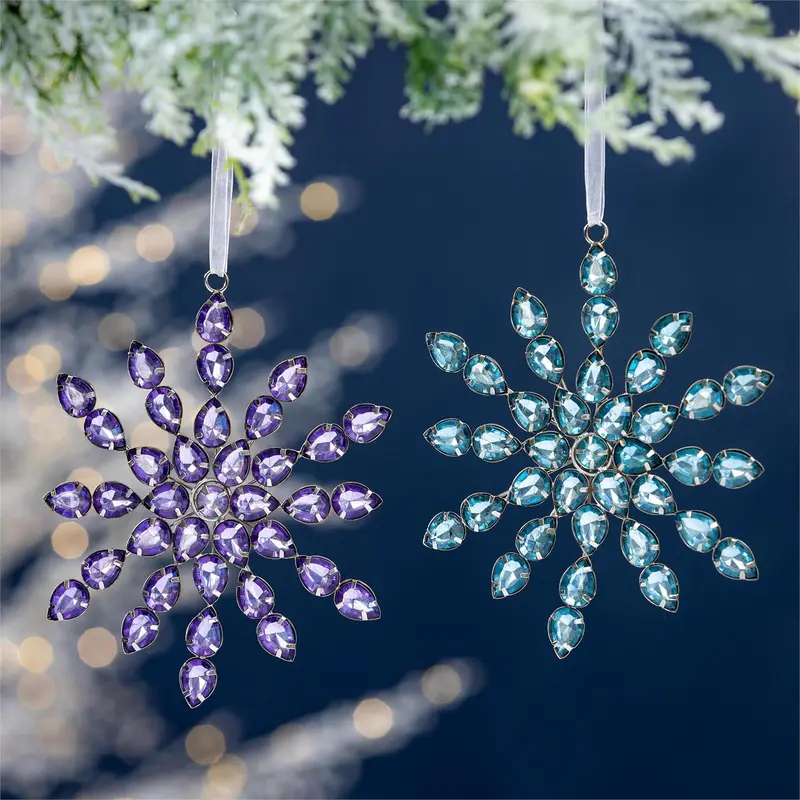 Season to Sparkle Ornament Snowflake with Gems, Asst, 6.5"H