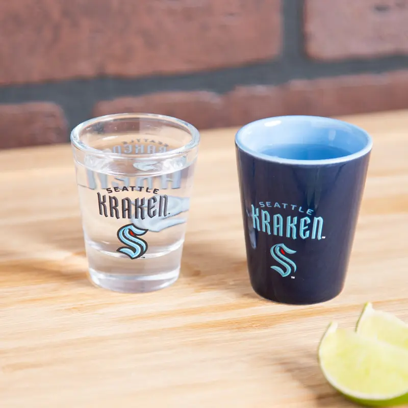 Seattle Kraken 4-Piece Ceramic and Glass 2oz. Cup Set