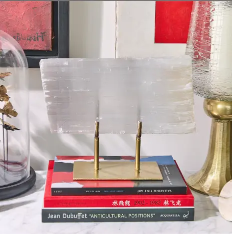 Selenite Slab On Gold Stand By Tozai Home