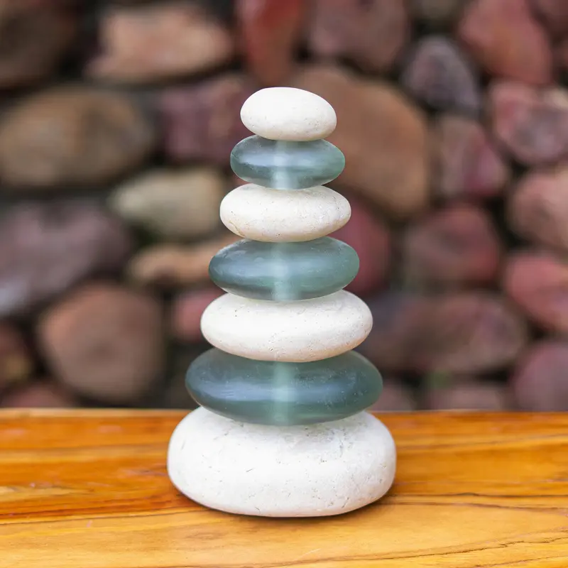 Septuple Serenity Cairn - Green Set of 3 By Garden Age Supply