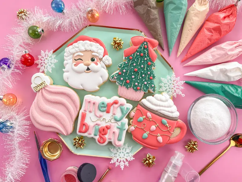 Set for BellaDonna Cookies Class - A Very Vintage Christmas Cookie Workshop - Set of 5 Cookie Cutters - Online Class not Included
