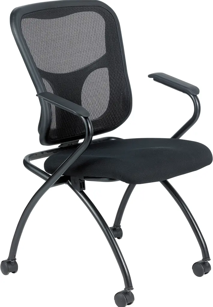 Set of 2 Ergonomic Black Mesh Rolling Arm Chairs By Homeroots