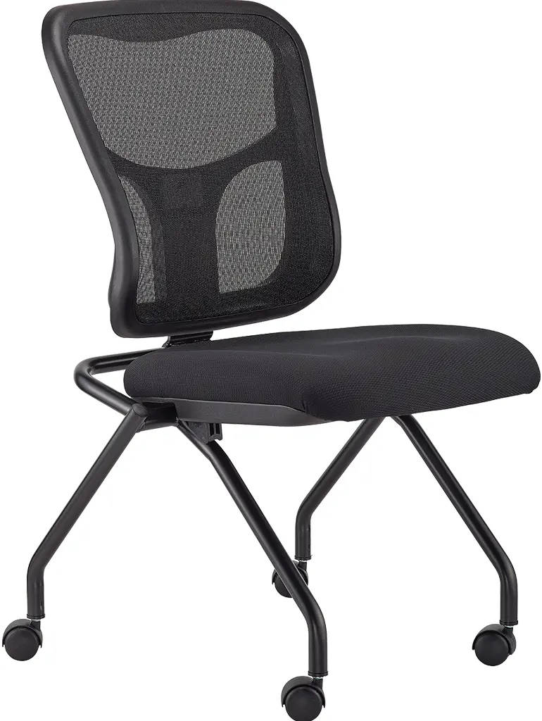 Set of 2 Ergonomic Black Mesh Rolling Guest Chairs By Homeroots