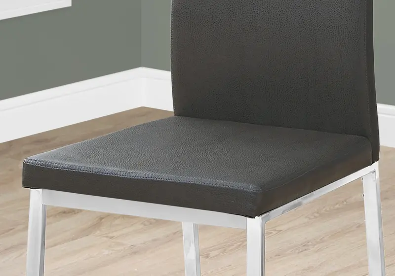 Set Of 2 Grey Faux Leather And Chrome Dining Chairs By Homeroots
