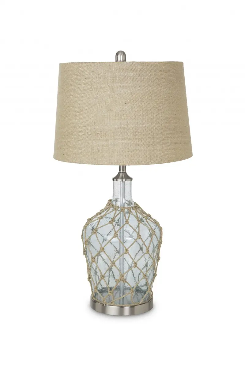 Set of 2 Light Blue Bubble Glass Coastal Table Lamps By Homeroots