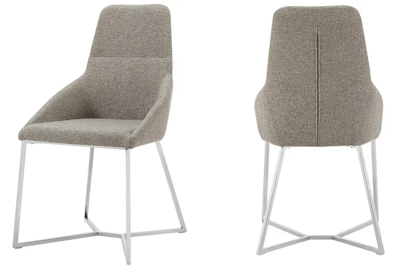 Set Of 2 Light Grey And Geo Stainless Steel Dining Chairs By Homeroots