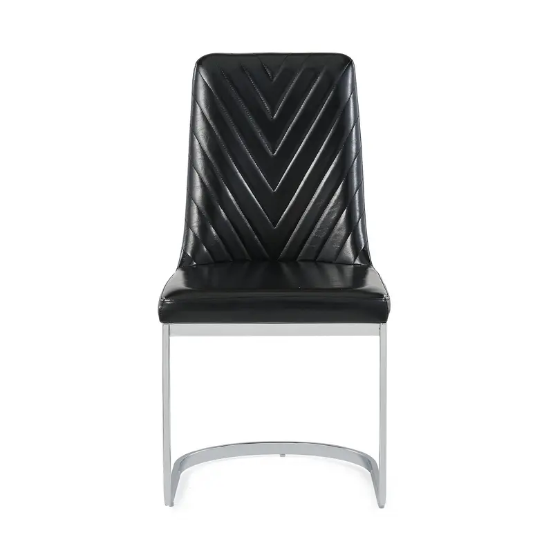 Set Of 2 Modern Black Dining Chairs With Horse Shoe Style Metal Base By Homeroots