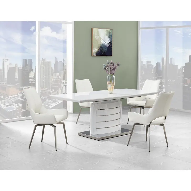 Set Of 2 White Bucket Style Dining Chairs With Metalic Silver Base By Homeroots
