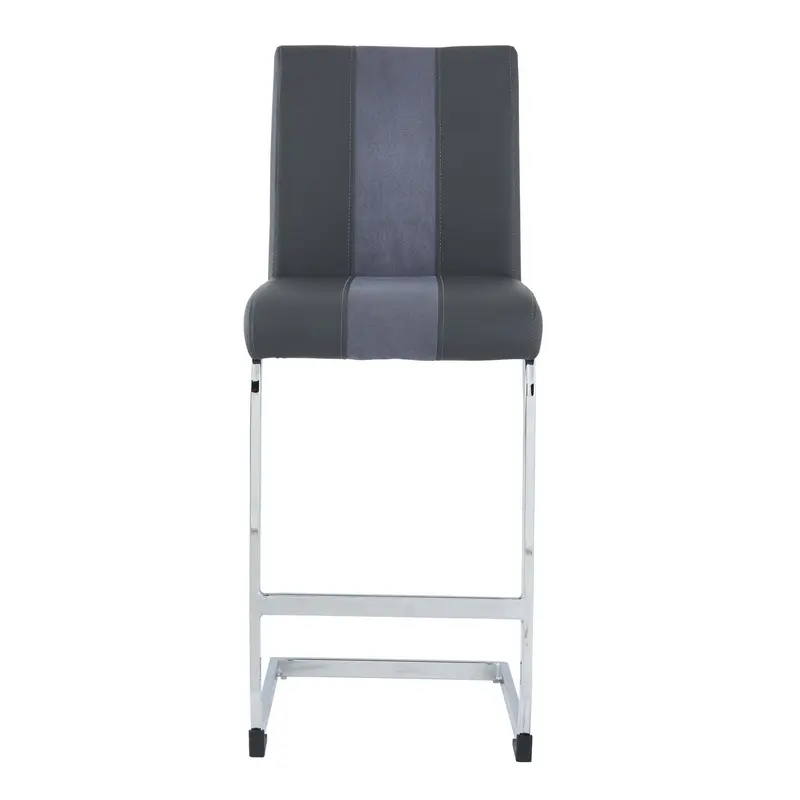 Set Of 4 Grey Two Tone Barstools With Silver Tone Metal Base By Homeroots