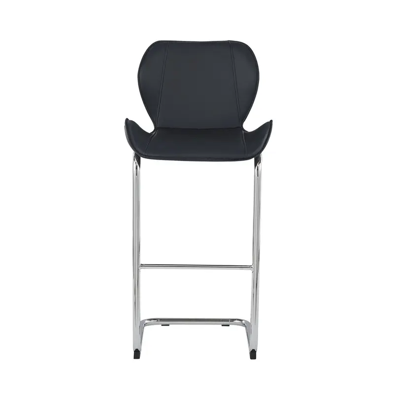 Set Of 4 Modern Black Barstools With Chrome Legs By Homeroots