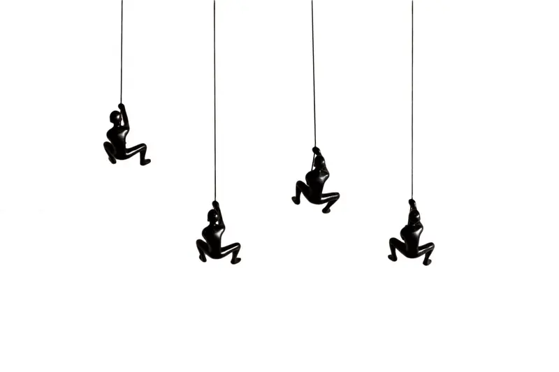 Set of Four Black Resin Novelty Hanging Dimensional Sculpture By Homeroots