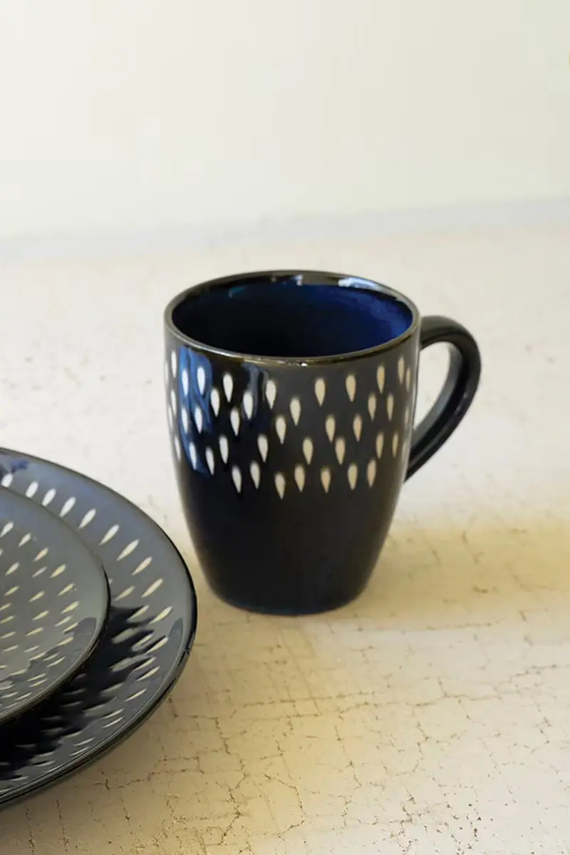 Set Of Four Blue And White Ceramic Mugs (Min 2) By Kalalou