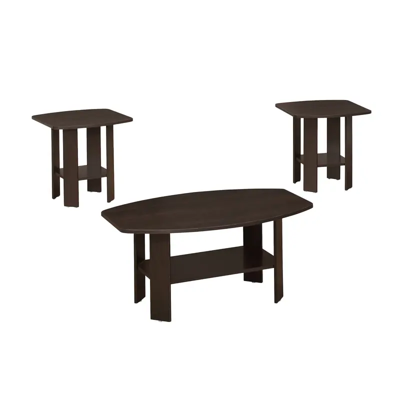 Set Of Three 36" Brown Rectangular Coffee Table With Shelf By Homeroots