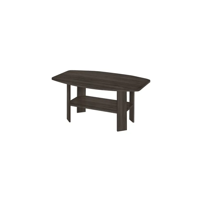Set Of Three 36" Oak Rectangular Coffee Table With Three Shelves By Homeroots