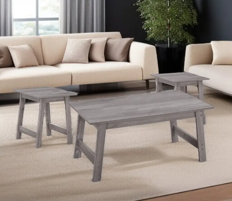 Set of Three Gray Coffee Table By Homeroots