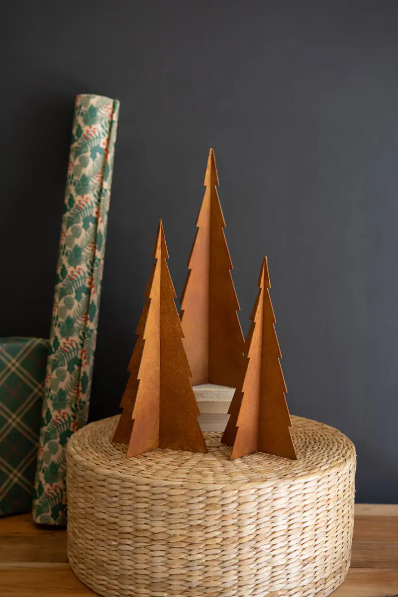 Set Of Three Rustic Christmas Trees (Min 2) By Kalalou