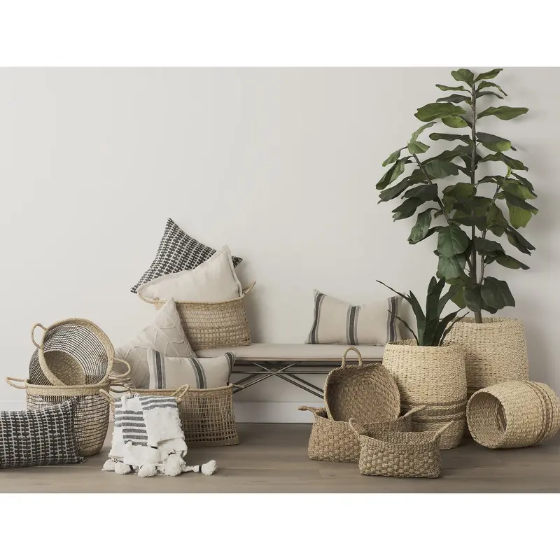Set of Three Weaved Wicker Storage Baskets By Homeroots