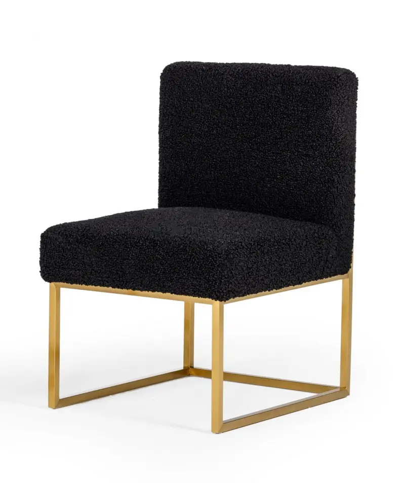 Set Of Two 23" Black And Gold Solid Color Parsons Chair By Homeroots