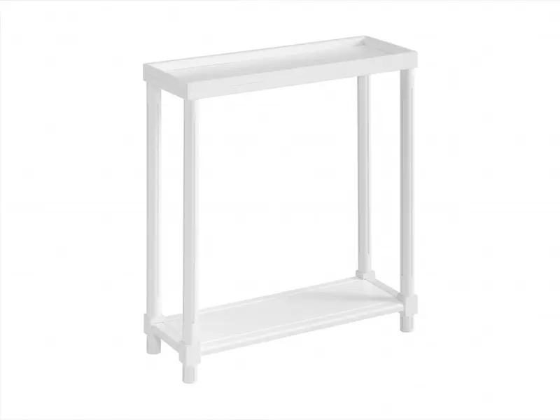 Set Of Two 24" White Narrow Wood End Tables With Shelf By Homeroots