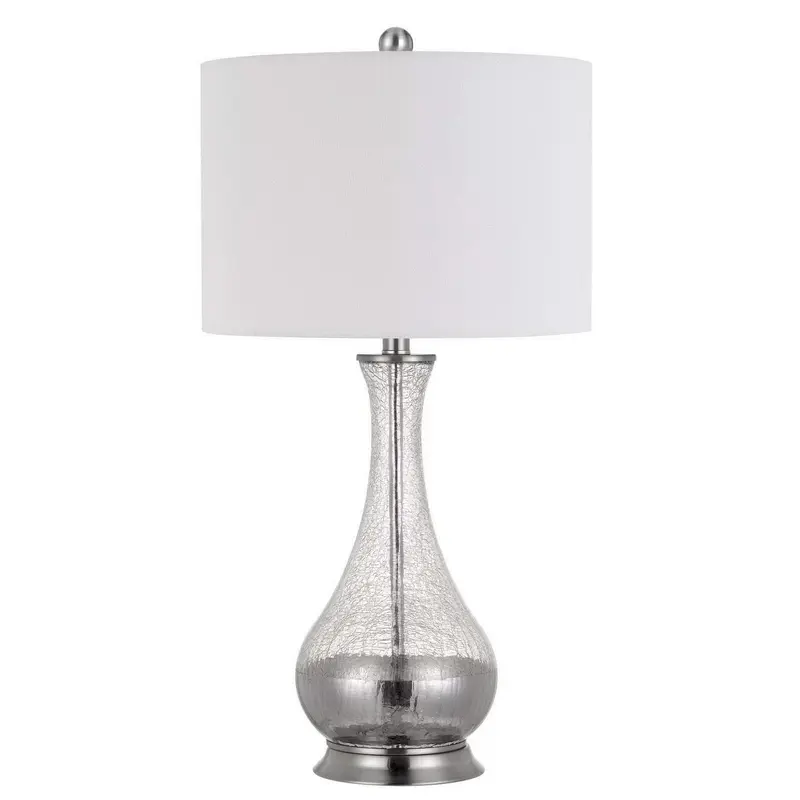 Set of Two 27" Glass And Steel Table Lamps By Homeroots