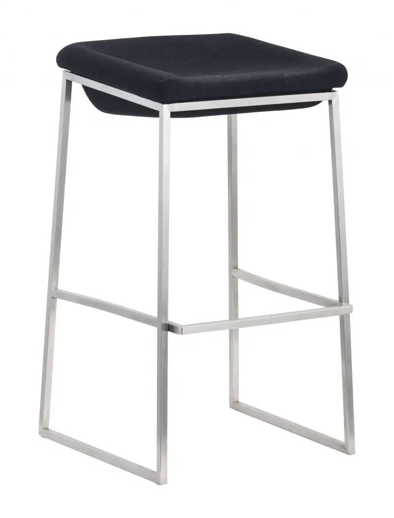 Set Of Two 30" Gray And Silver Steel Backless Bar Height Chairs With Footrest By Homeroots