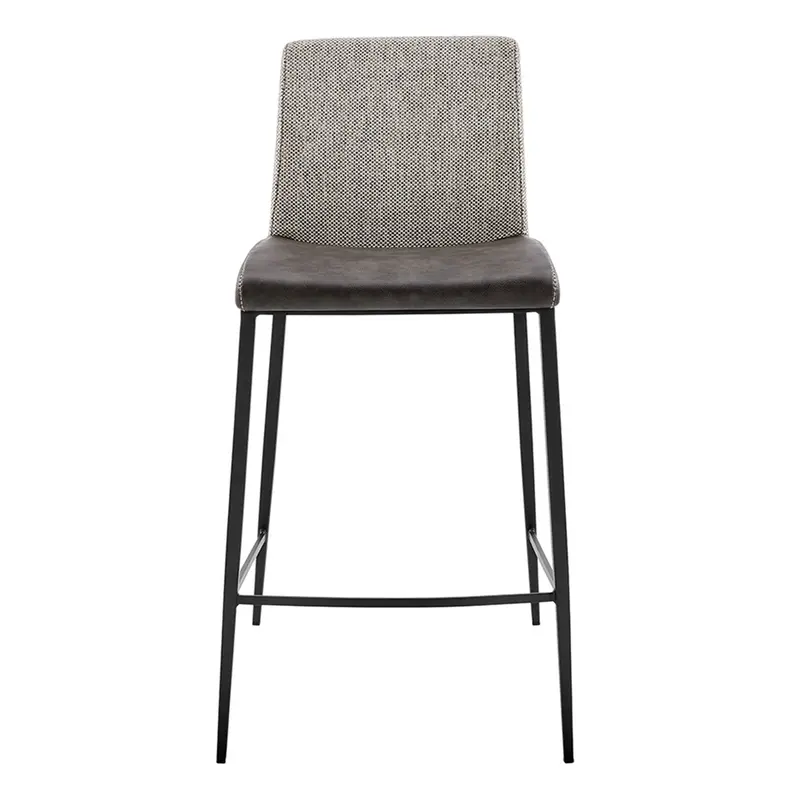 Set Of Two 36" Gray And Black Steel Low Back Counter Height Bar Chairs With Footrest By Homeroots