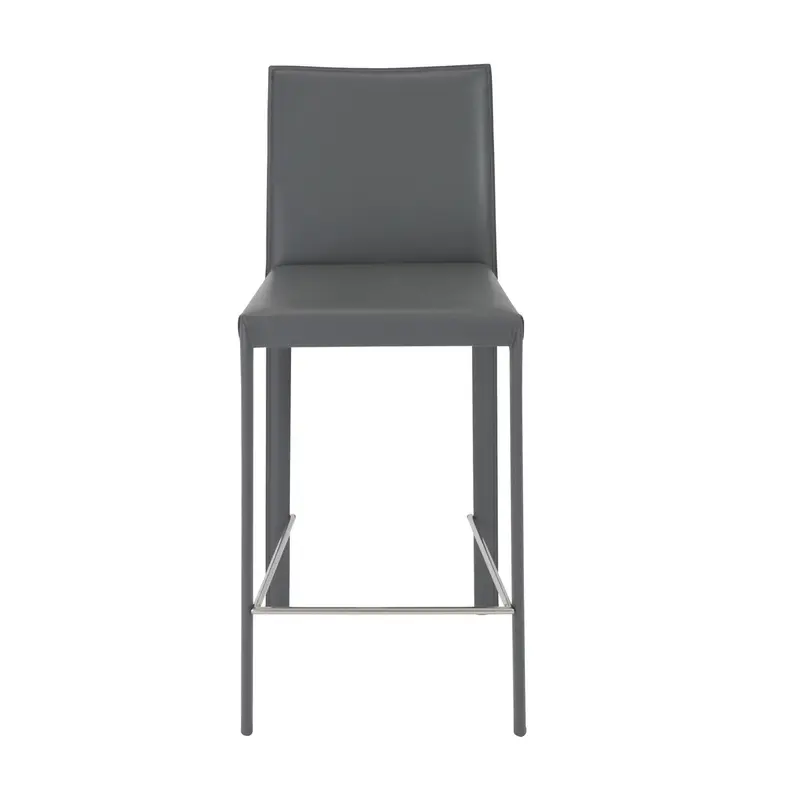 Set Of Two 37" Gray Steel Low Back Counter Height Bar Chairs With Footrest By Homeroots