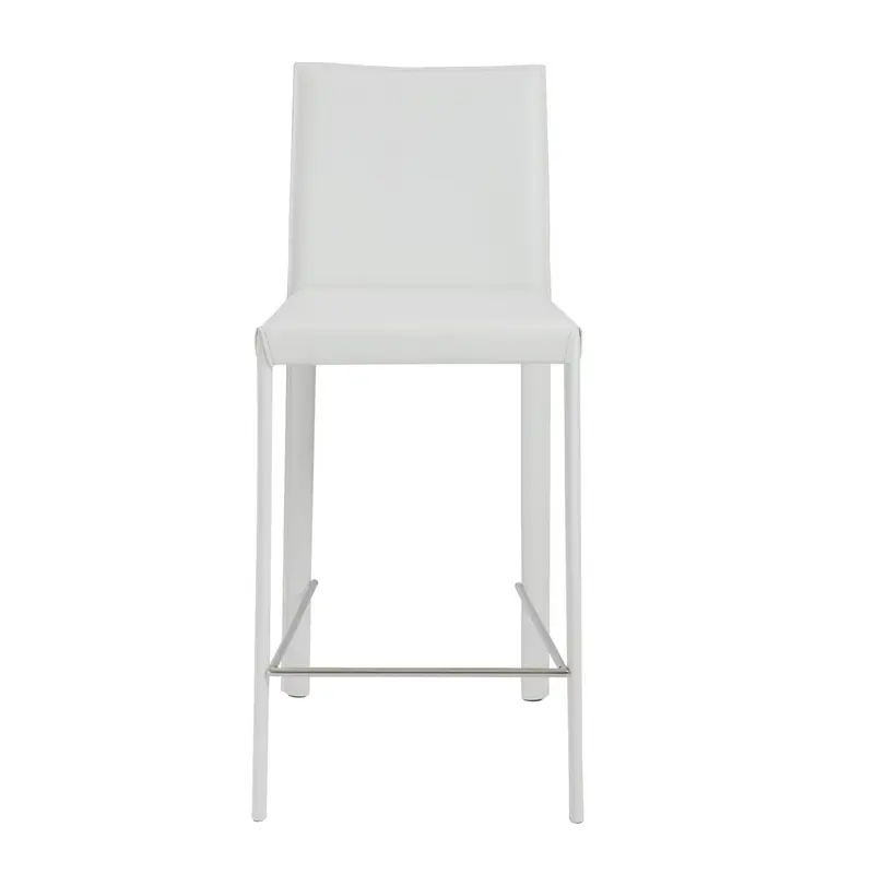 Set Of Two 37" White Steel Low Back Counter Height Bar Chairs With Footrest By Homeroots