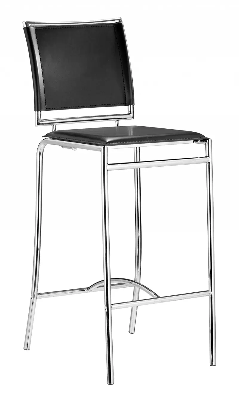 Set Of Two 38" Black Steel Low Back Chairs With Footrest By Homeroots