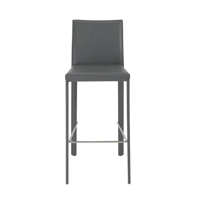 Set Of Two 41" Gray Steel Low Back Bar Height Chairs With Footrest By Homeroots