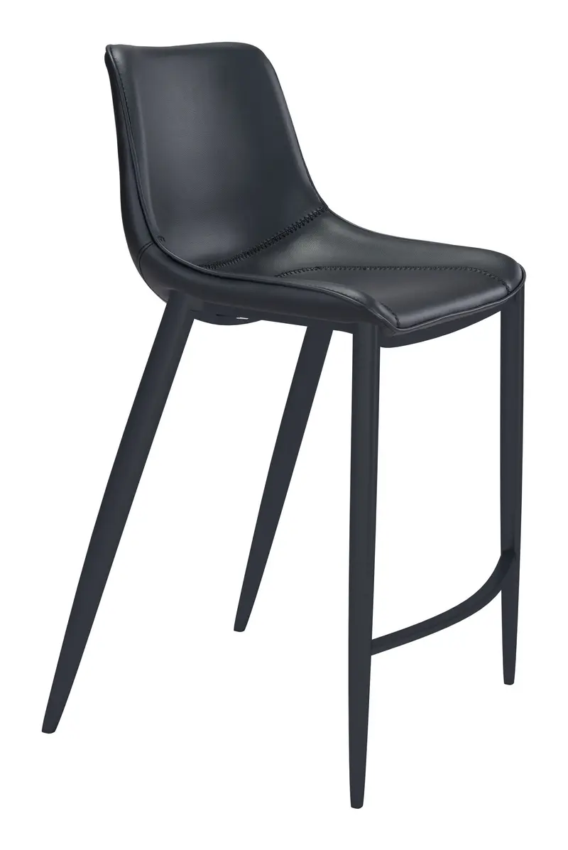 Set Of Two 43" Black Steel Low Back Bar Height Chairs With Footrest By Homeroots