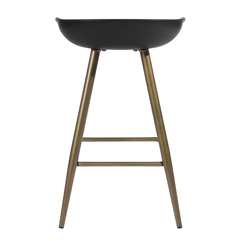 Set of Two Black And Bronze Steel Backless Counter Height Bar Chairs By Homeroots