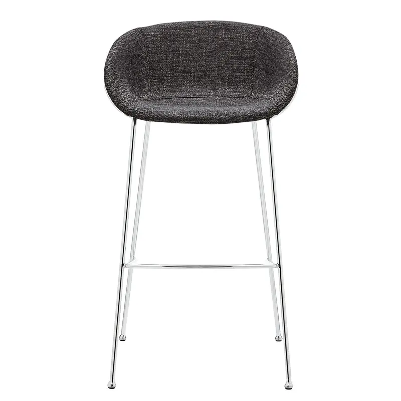 Set of Two Black and Chrome Scoop Bar Stools By Homeroots