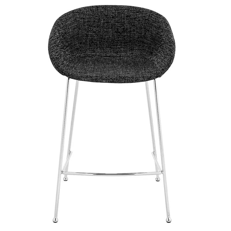 Set of Two Black and Chrome Scoop Counter Stools By Homeroots