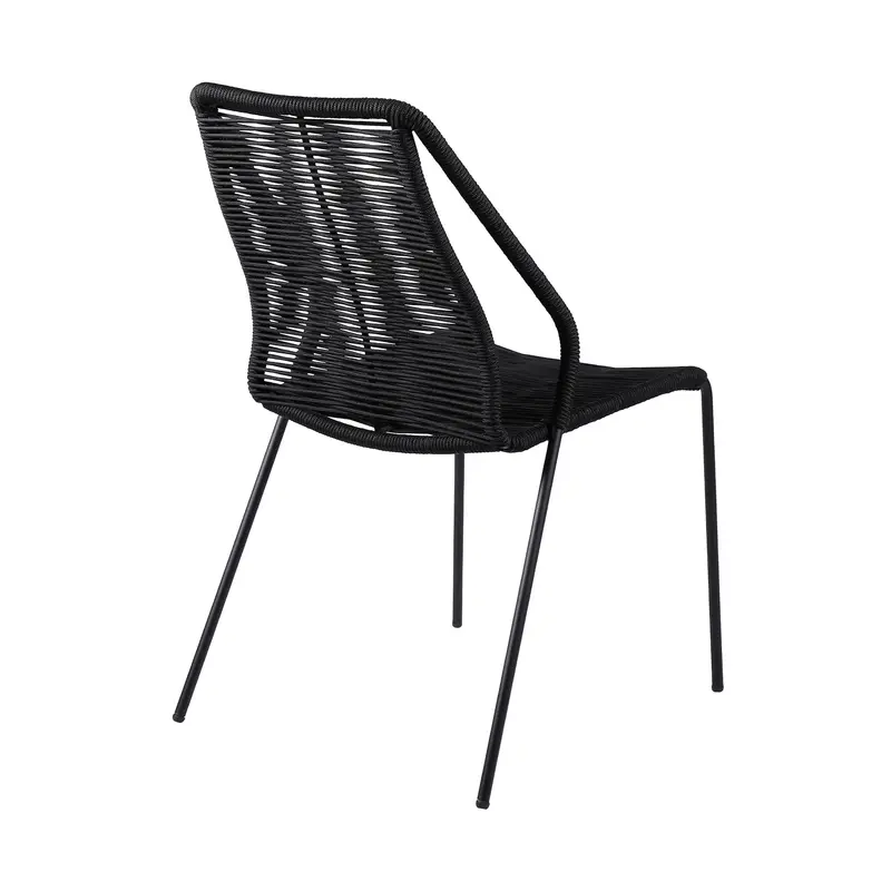 Set of Two Black Metal Outdoor Dining Chair By Homeroots