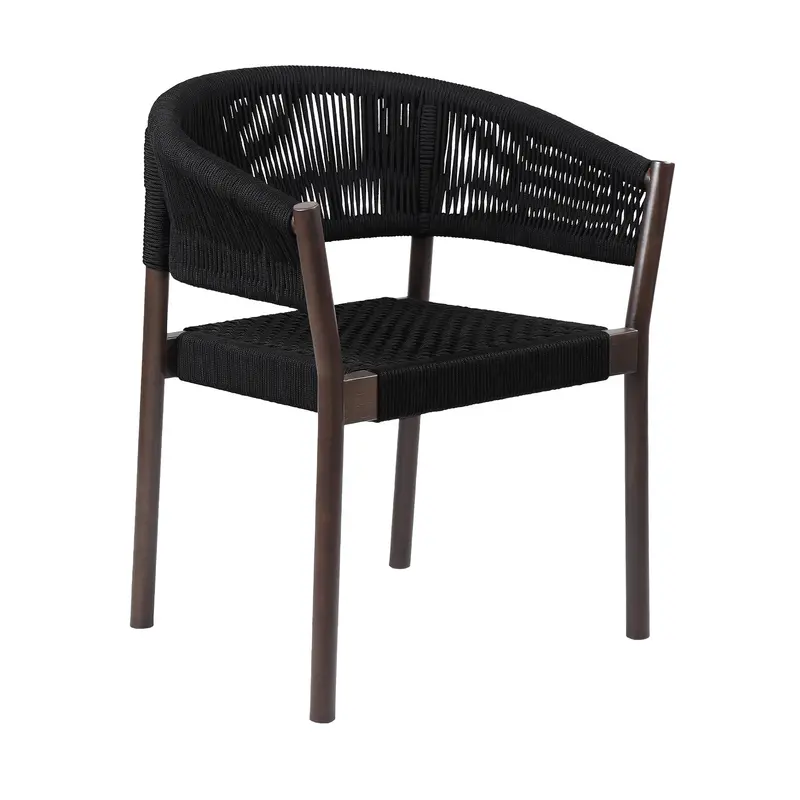 Set of Two Black Solid Wood Outdoor Dining Chair By Homeroots